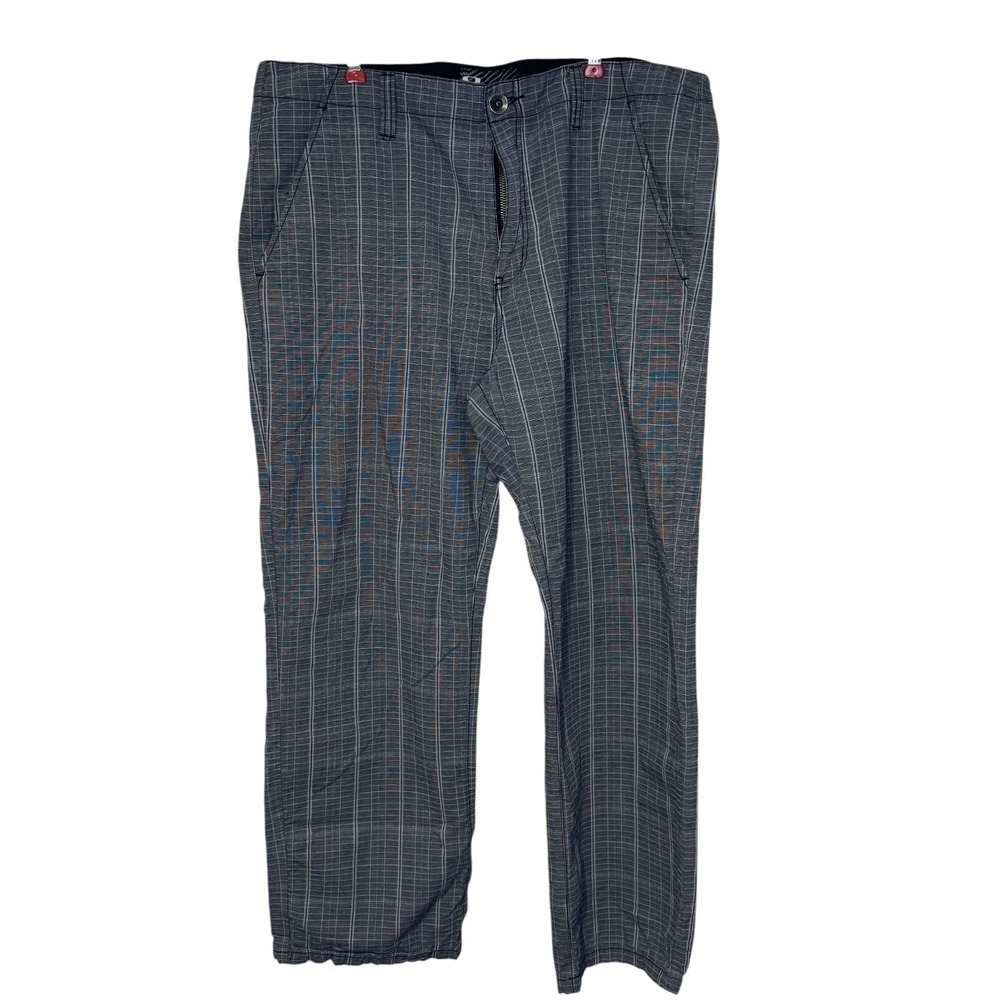 Oakley Men's Pants Plaid Check Golf Performance Chino Straight Leg Gray 38X32